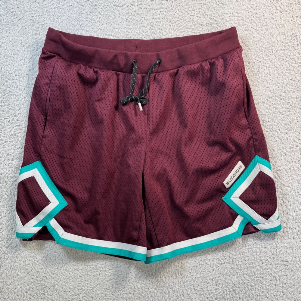 Legends Luka‎ Basketball Shorts Mens XL Maroon Burgundy Teal Mesh Athletic